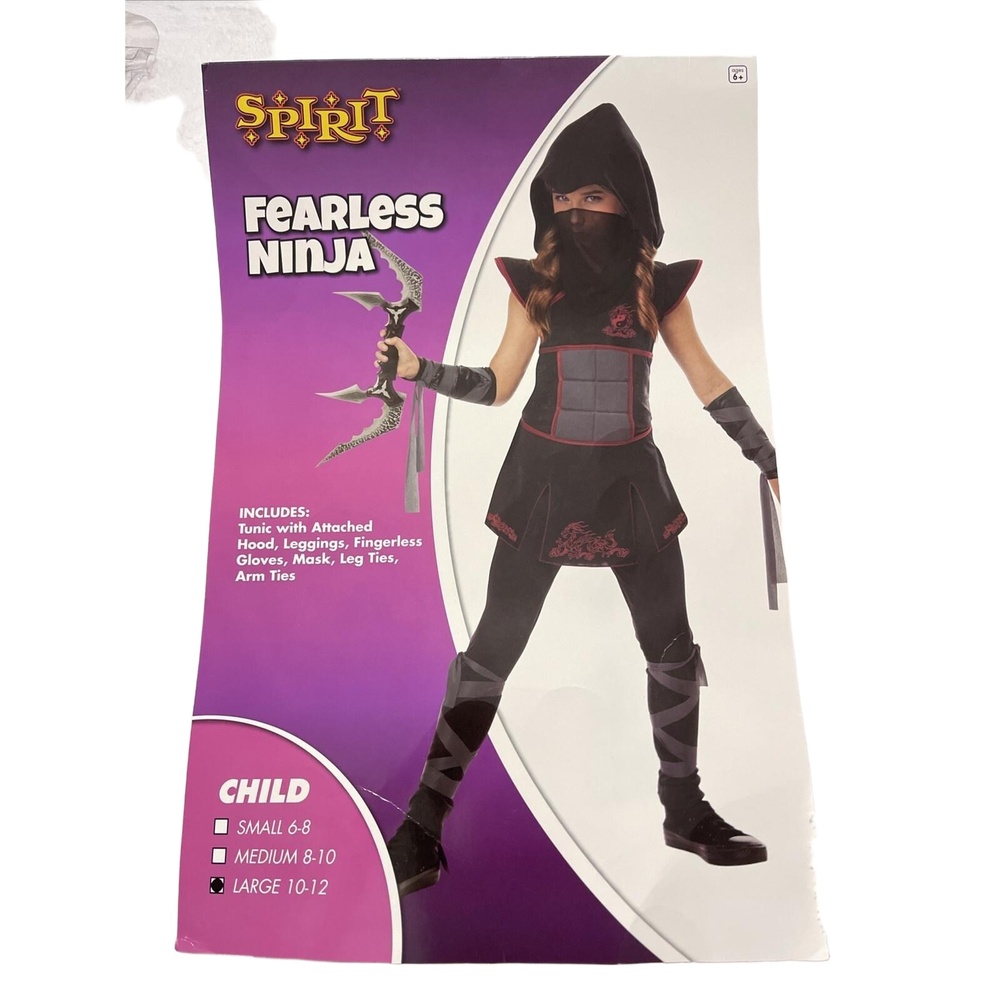 Spirit Ninja Costume Child Medium 8-10 Martial Arts Black Fearless